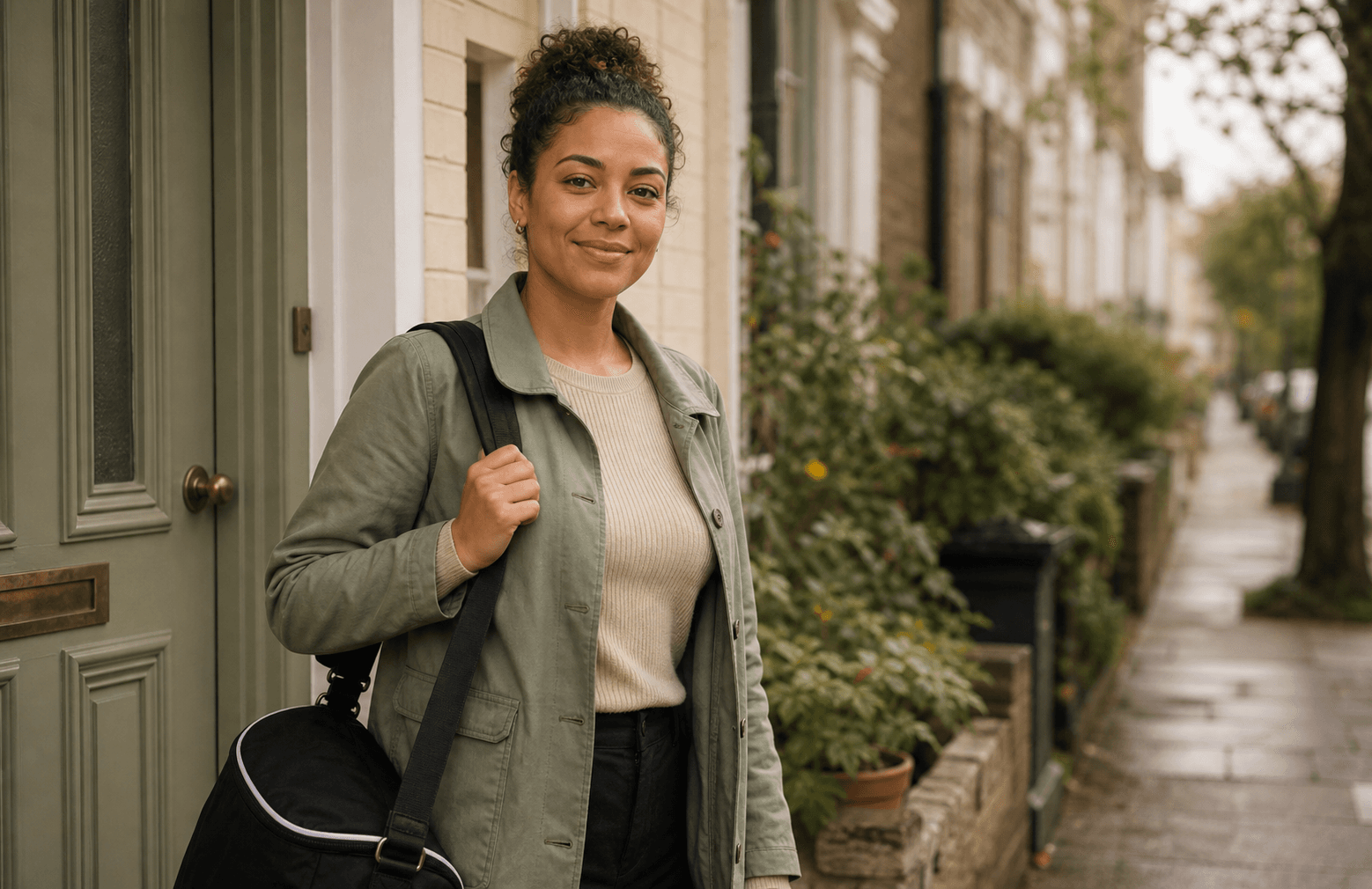 A professional carer arriving for a home visit